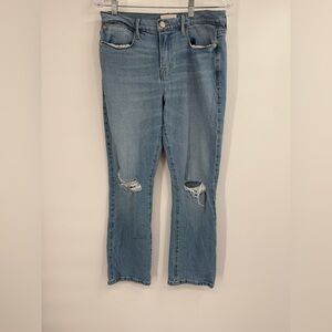 FRAME Le High Womens Jeans Size 29 Blue Denim Light Wash Straight Fit Distressed